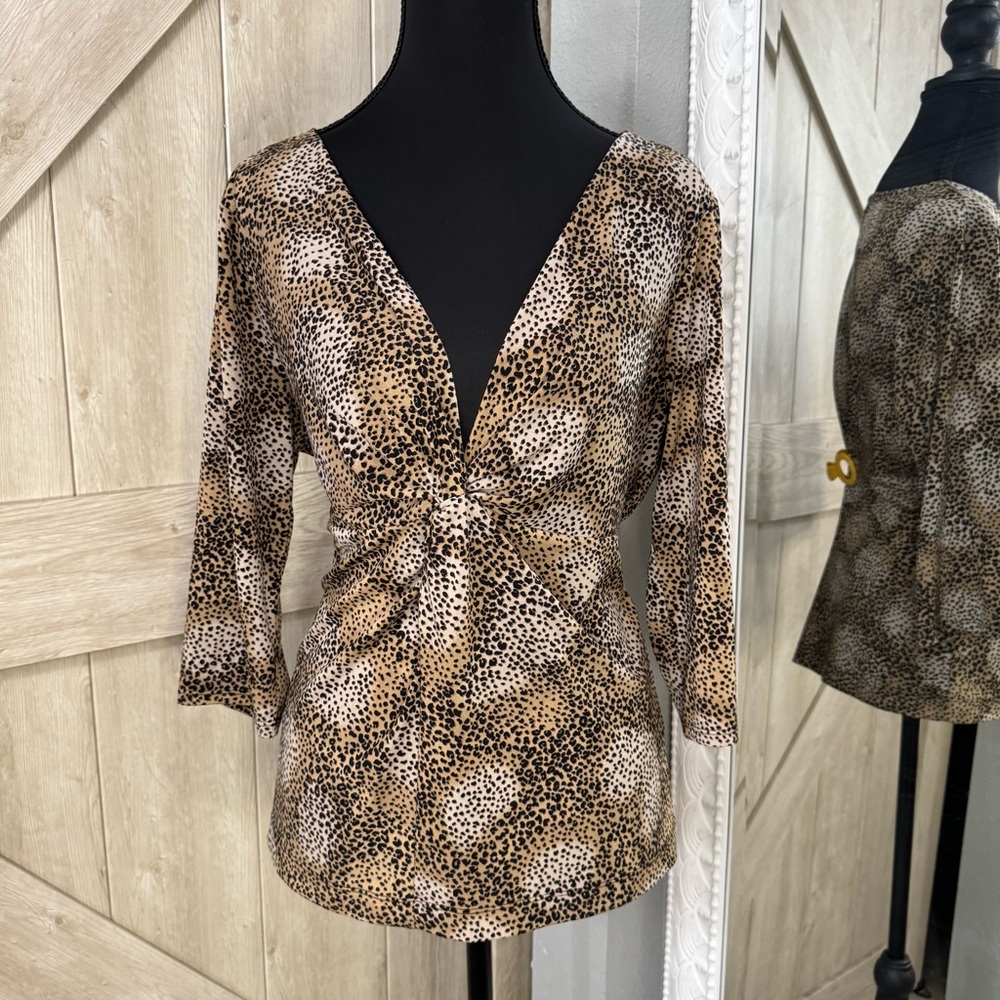Leopard Print V-Neck Women's Top